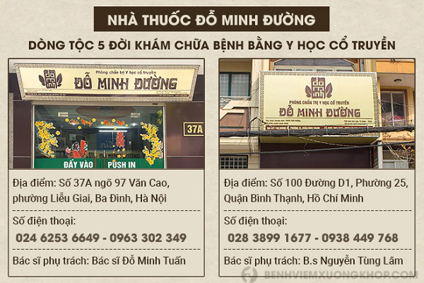 Nhà thuốc Nam Đỗ Minh Đường cơ sở Hà Nội và Hồ Chí Minh