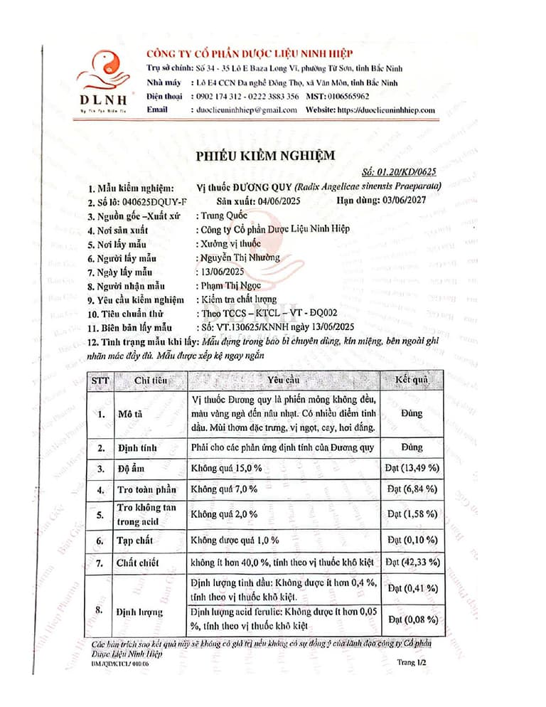 Thành phần thảo dược được kiểm chứng